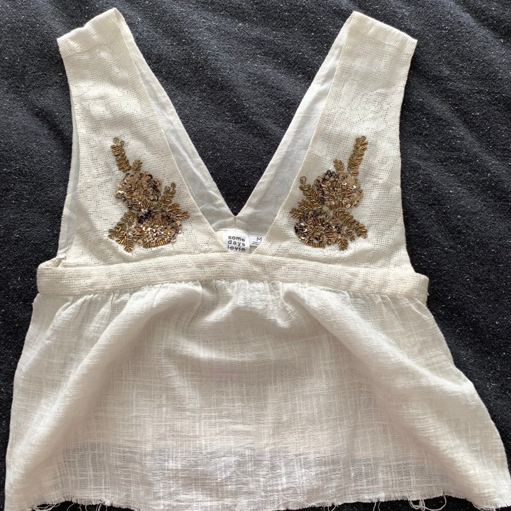 Somedays Lovin White and Gold Embellished Top